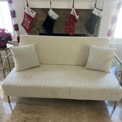 Modern Tufted White Loveseat 