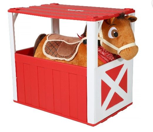 Kids 6v Ride On Horse With Stable
