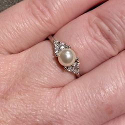 Pearl Ring S925 Sz 7 