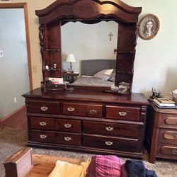 Dresser with Attached Mirror