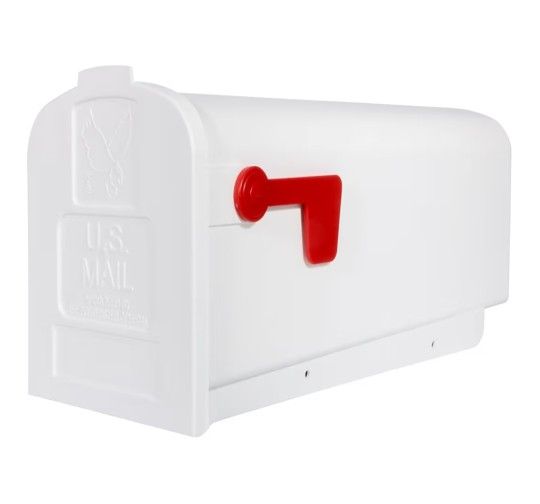 White Plastic Post Mount Mailbox