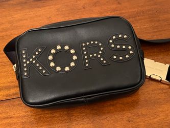 Michael Kors Black Studded Logo Belt/Fanny Bag EUC