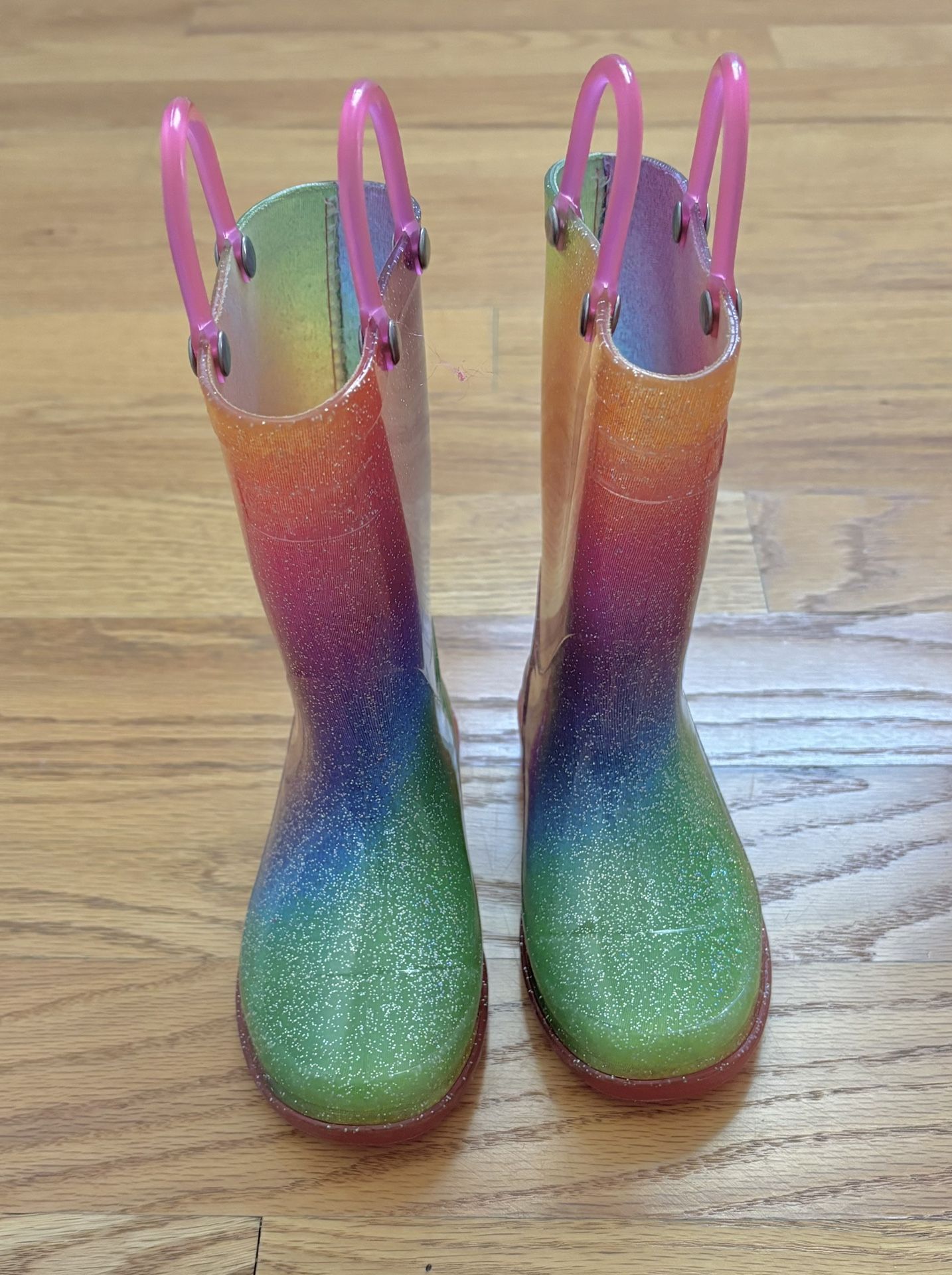 Toddler Girl’s Western Chief Glitter Celestial Ombré Light-Up Rain Boots: Size 8