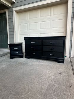 Black 6-Drawer Dresser + 2-Drawer Nightstand Set