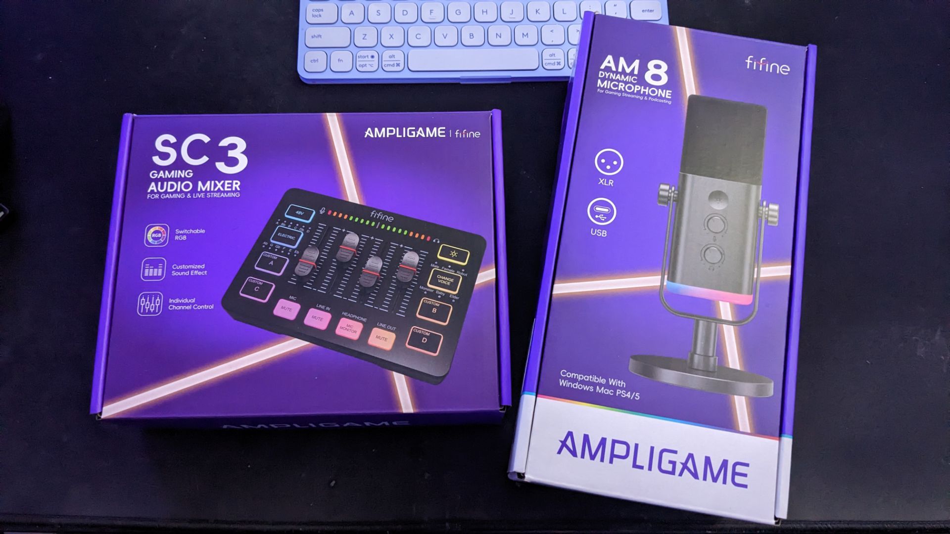 FIFINE MICROPHONE & AUDIO MIXER - GAMING STREAMING RGB DYNAMIC MIC XLR USB PC PS5