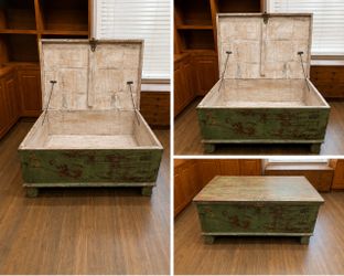 Antique wood storage chest/coffee table