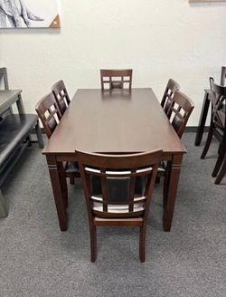 Brown Color 6 Pc Dining Table Set