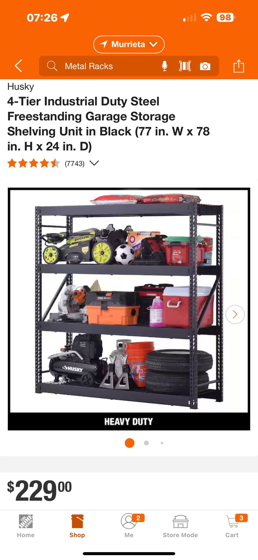 3- Husky Heavy Duty Garage Shelves