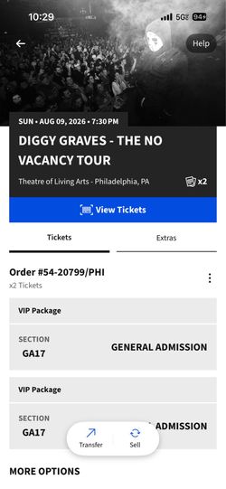 Diggy graves vip ticket