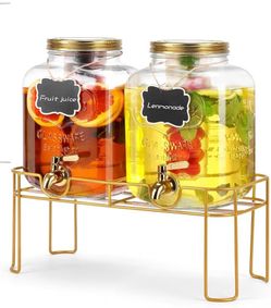 1.6 gallon Glass Beverage Dispenser with Stand, 2PACK - NEW (2891/10)
