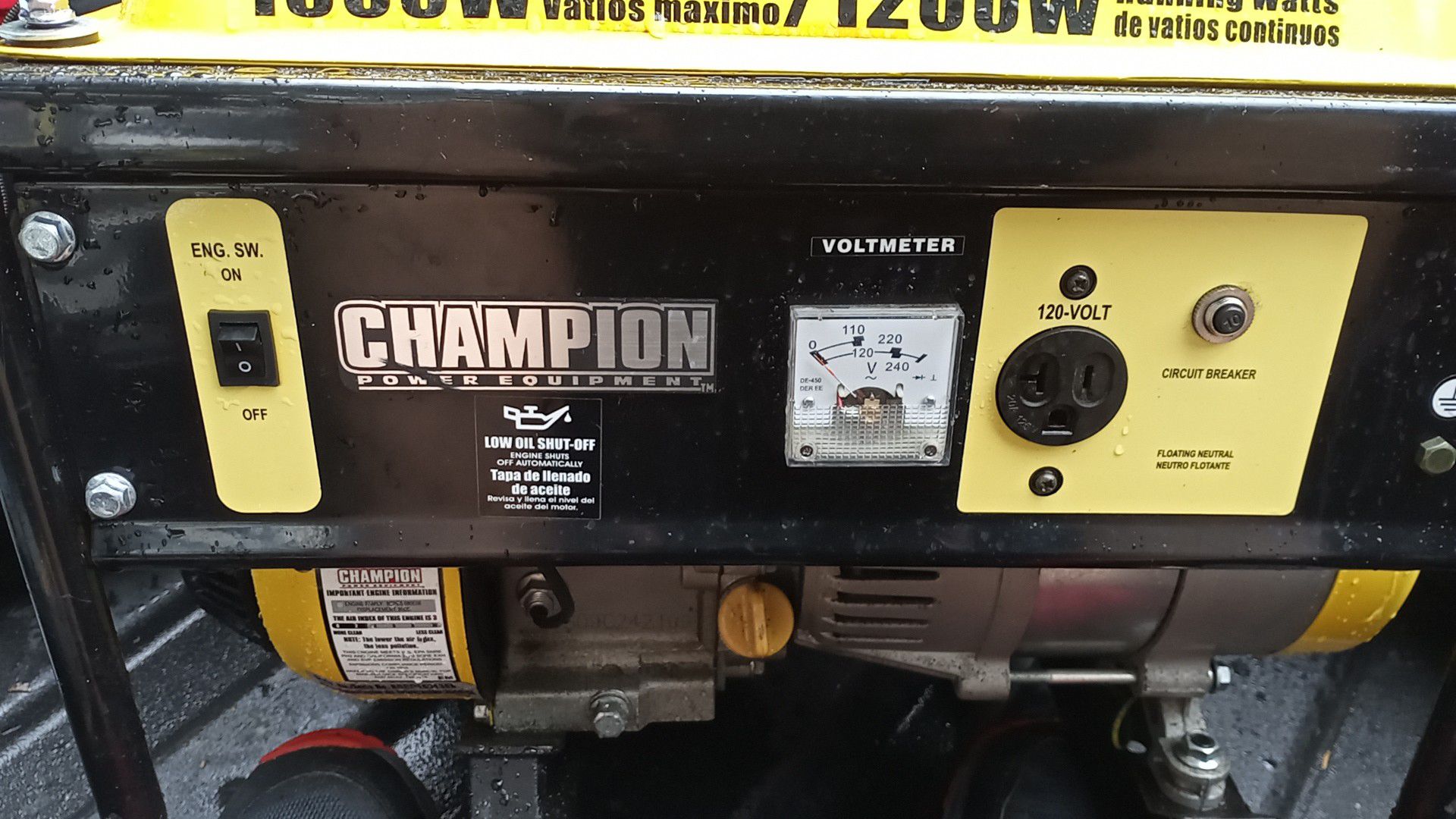 ChampionPowerEquiptment 1500watt/1200running watt power generator barley used.