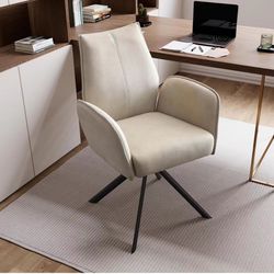 Modern Desk Chair no Wheel, Ergonomic Office Chair Home Office Upholstered Chair, Arm Chairs with Metal Legs, Computer Chair for Bedroom, Reception Ro