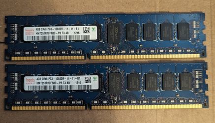 SK Hynix 8GB (2x4GB) DDR3-1600 RDIMM Pair of Ram Sticks Model: HMT351R7CFR8C-PB