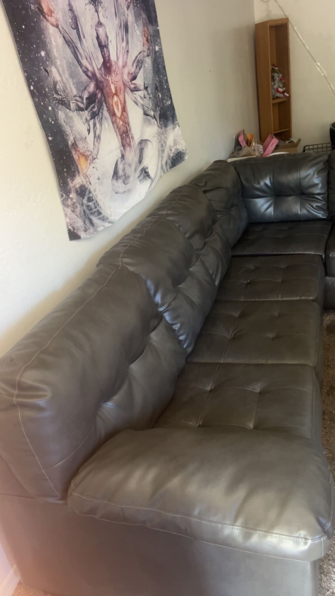 Sectional Dark Gray Leather Couch
