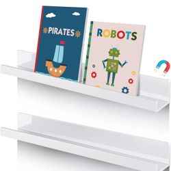 2 Pcs Magnetic Book Shelf for Whiteboard Magnetic Shelf Metal Floating Book Shelves for Kids Room Magnetic Book Display Shelf Magnetic Book Shelf for 