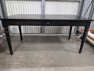 Sturdy Black Rectangular Dining Table with Turned Legs