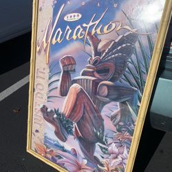 NIKE - JUST DO IT - Very Rare Honolulu Marathon Poster Framed December 11, 1994 Original
