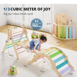 Brand New In Box Unopened    BlueWood Pikler Triangle Set, Toddler Wooden Climbing Toys Indoor 7in1 Foldable Climber for Kids, Montessori Philosophy P