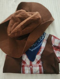 Child's Cowboy Costume Jumpsuit with Hat. Size 18-24 Months 