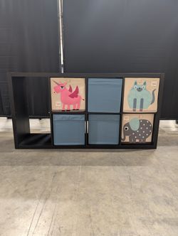 Black seven-Cube Storage Bookcase
