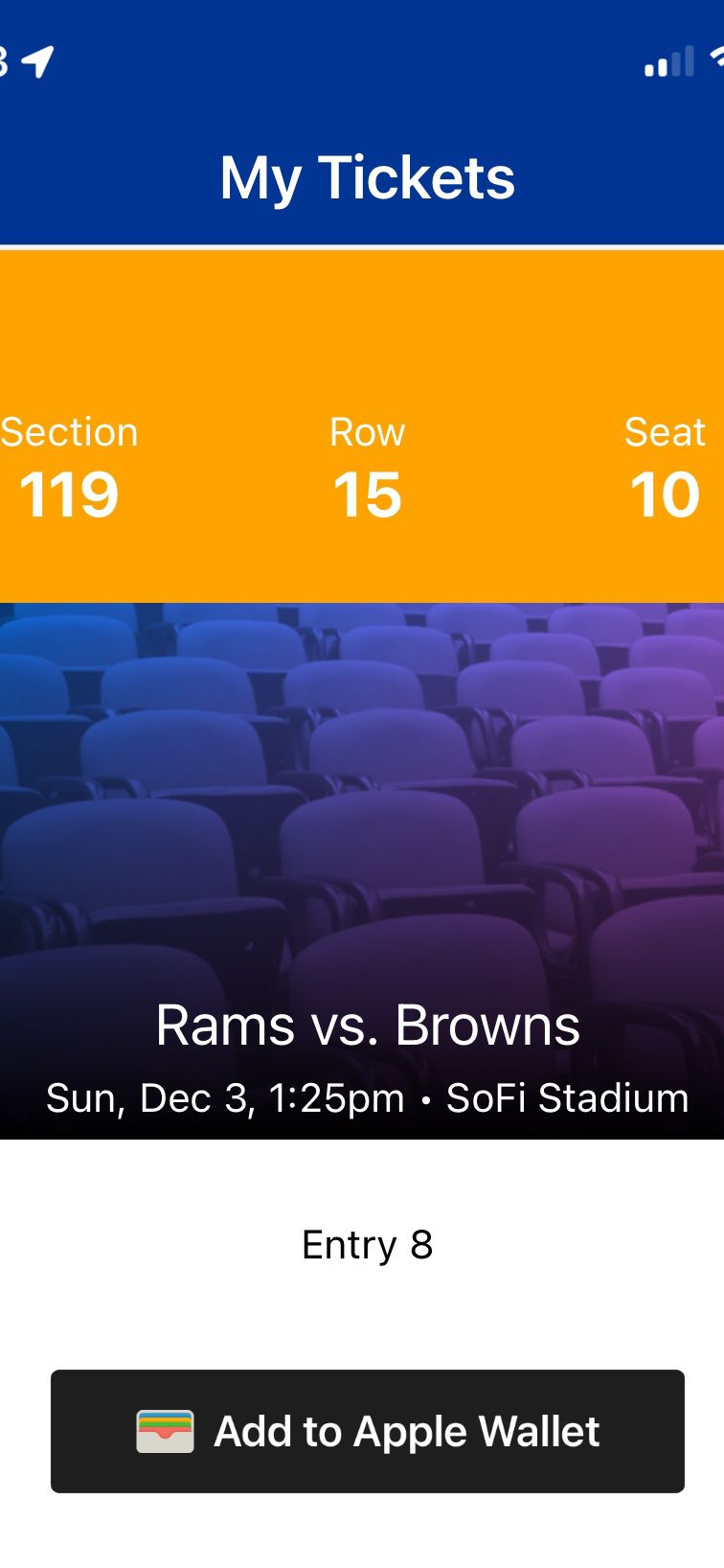 Rams vs Browns Section 119  2 Tickets  $150 Each Ticket