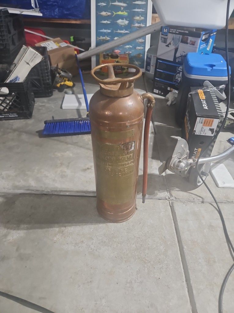 Real Antigue Brass Fire Extinguisher