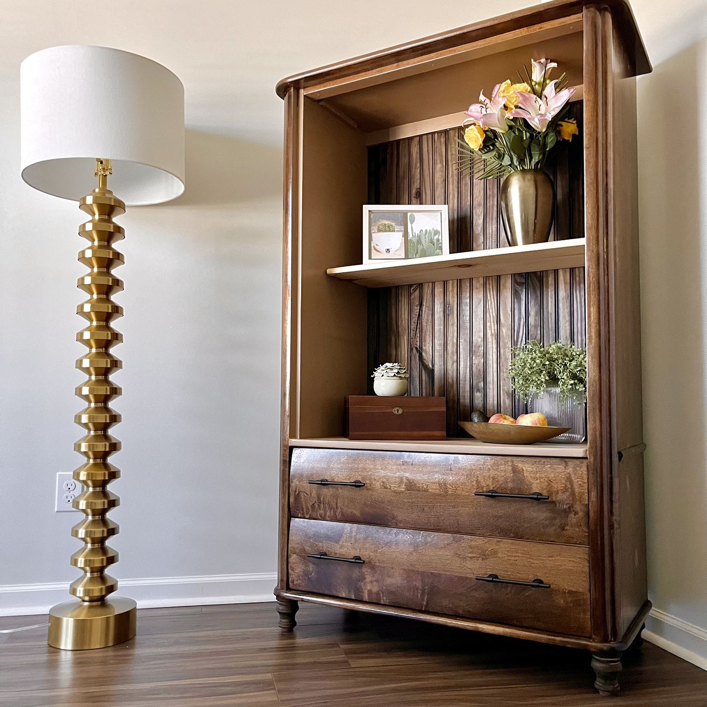 Refinished Walnut Stained Thomasville Bookcase