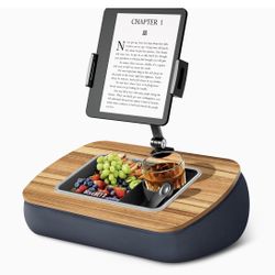 Tablet Pillow Stand for Lap Use,Adjustable iPad Holder with Snack Bowl,360° Rotating Clip for 4.7-13" Kindle,Phone,Tablet.Ideal for Hands-Free