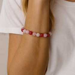 Chic Beaded Bracelet in Pink and Red