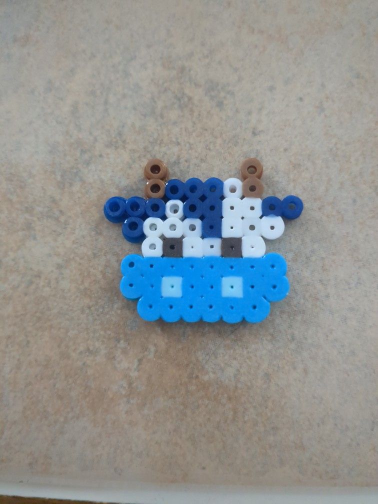 Blue Cow Perler Bead