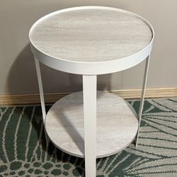 White Iron Accent Table 