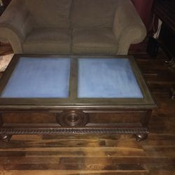 Leather Top Coffee Table 