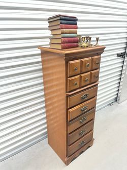 Vintage tall narrow dresser w 7 draws