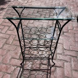 Glass And Metal Wine Rack 2 Shelves
