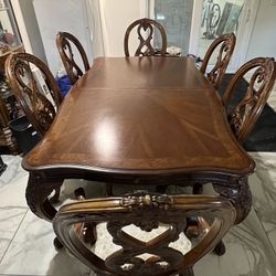 Vintage Solid Wood Dining Table Set By Jessica McClintock 