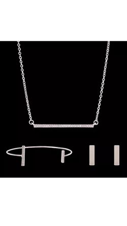 Three piece silver and rhinestone set!