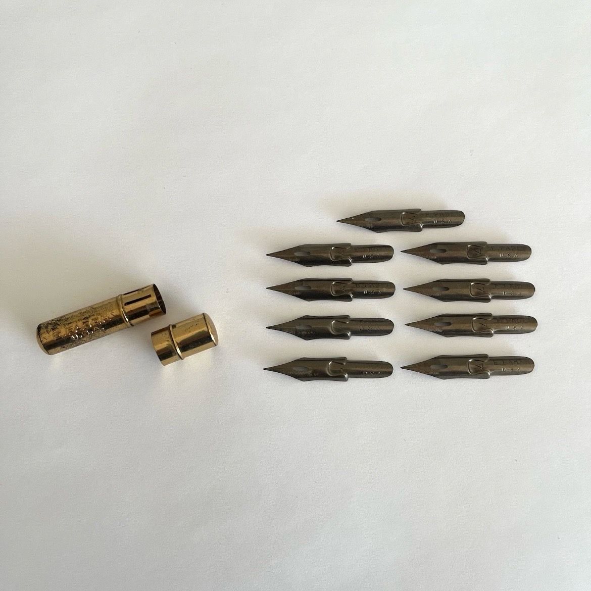 Vintage E Faber Dip Pen Nib No. 7 Lot Of 9 Original Case USA RARE