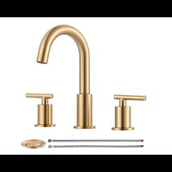 8 in. Widespread Double Handle Bathroom Faucet in Brushed Gold