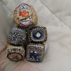 5 ring lot kansas city 3  royals and 1 kansas city chiefs  1 braves used