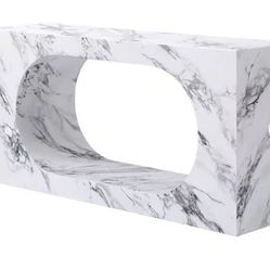 Fritzy 59 in. Engineered Stone Finish Marble Console Table with No Additional Features