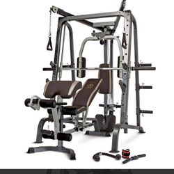 Marcy Diamond Elite Olympic Smith Cage Machine, Plate Loaded Home Gym Total Body Workout Machine (MD-9010G)
