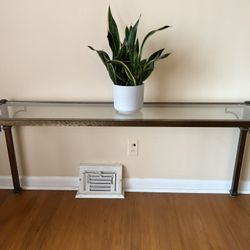 Vintage Bronze & Glass Entryway Table / Console Table