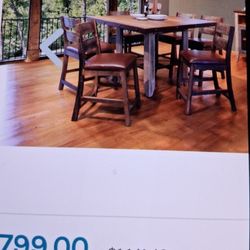 Dining Table Antique Multicolor Counter Height