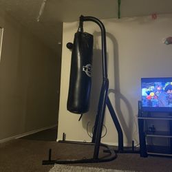 Heavy Punching Bag And Stance For Boxing 