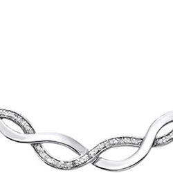 White Natural Diamond Infinity Twist Necklace ~ BNIB