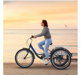 MORNOTO Adult Tricycle, 7-Speed Three-Wheeled Bicycle, with 24-inch Wheels