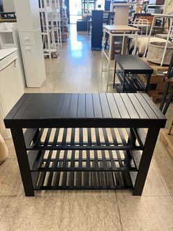 SONGMICS 27.6" Shoe Rack Bench 4 Tier Bamboo Entryway - Black