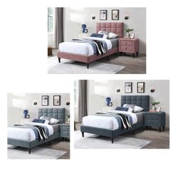 Twin size tufted bed with ortho mattress included