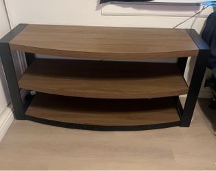 Modern 3-Tier Wood and Metal Tv Stand