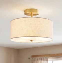 Semi-Flush Ceiling Light with Drum Shade